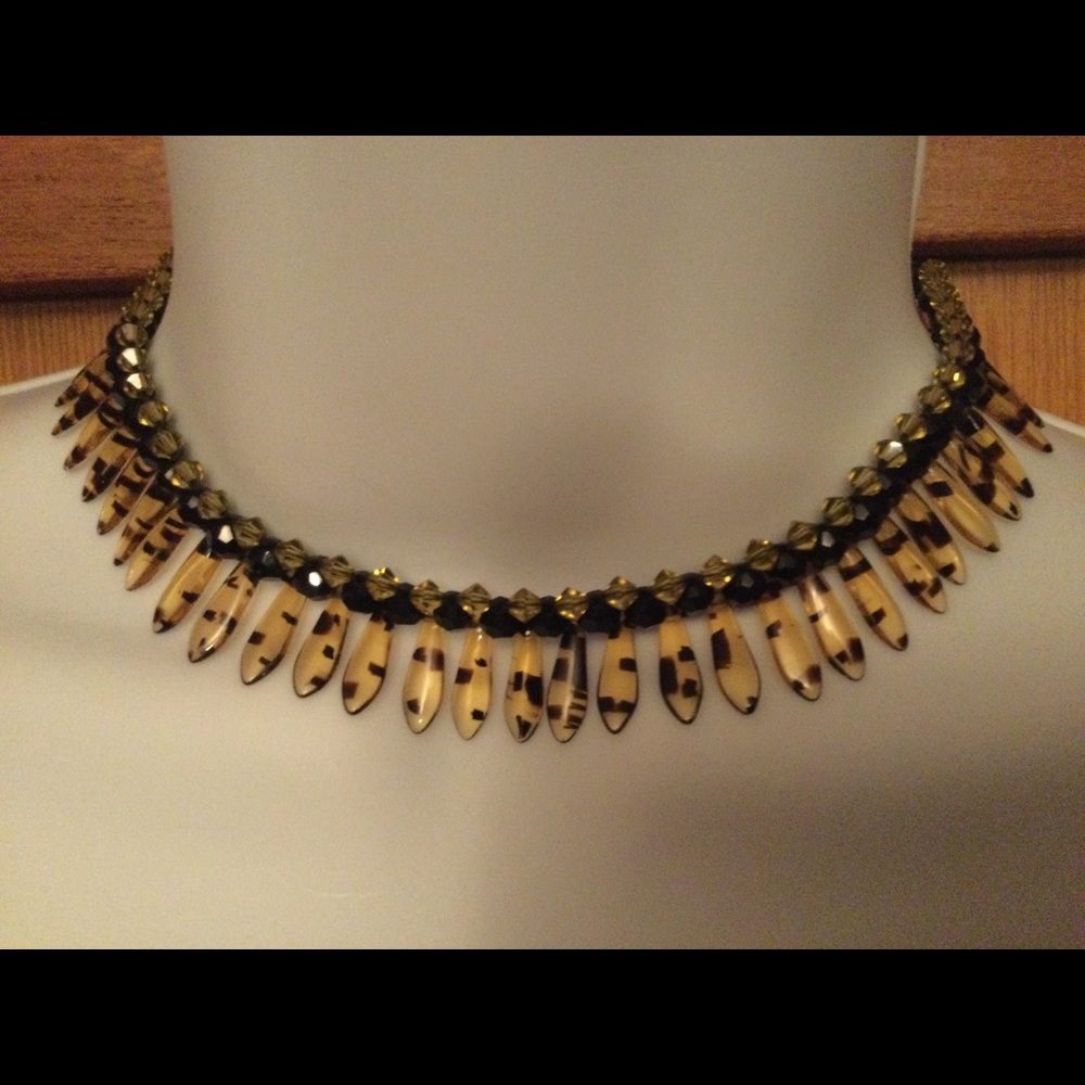 Beaded 90s choker with agate fringe